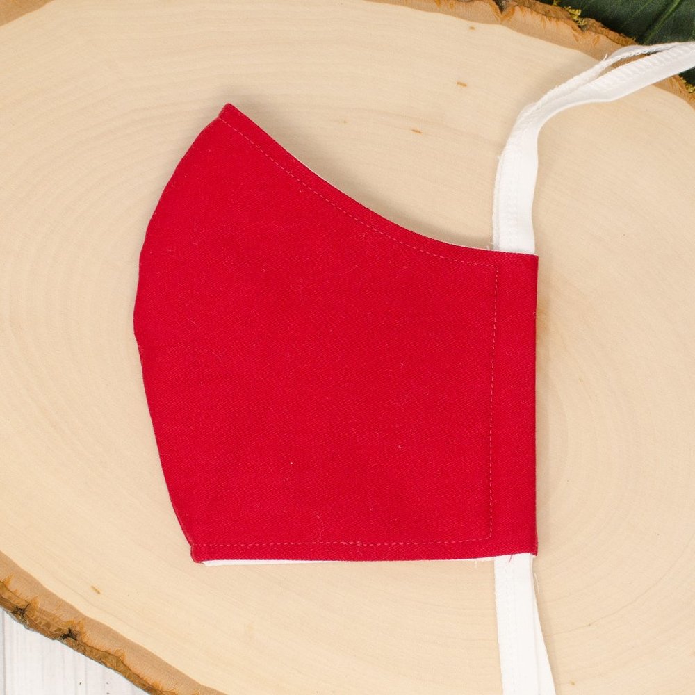 Red Kids Reusable Cloth Face Mask with Adjustable Ties